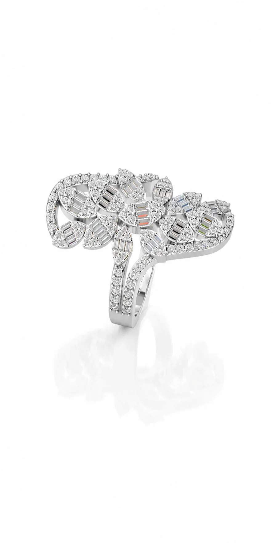 Âmes Jumelles diamond ring — side profile