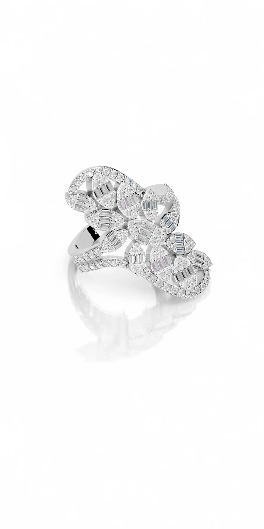 Âmes Jumelles diamond ring — sculptural profile