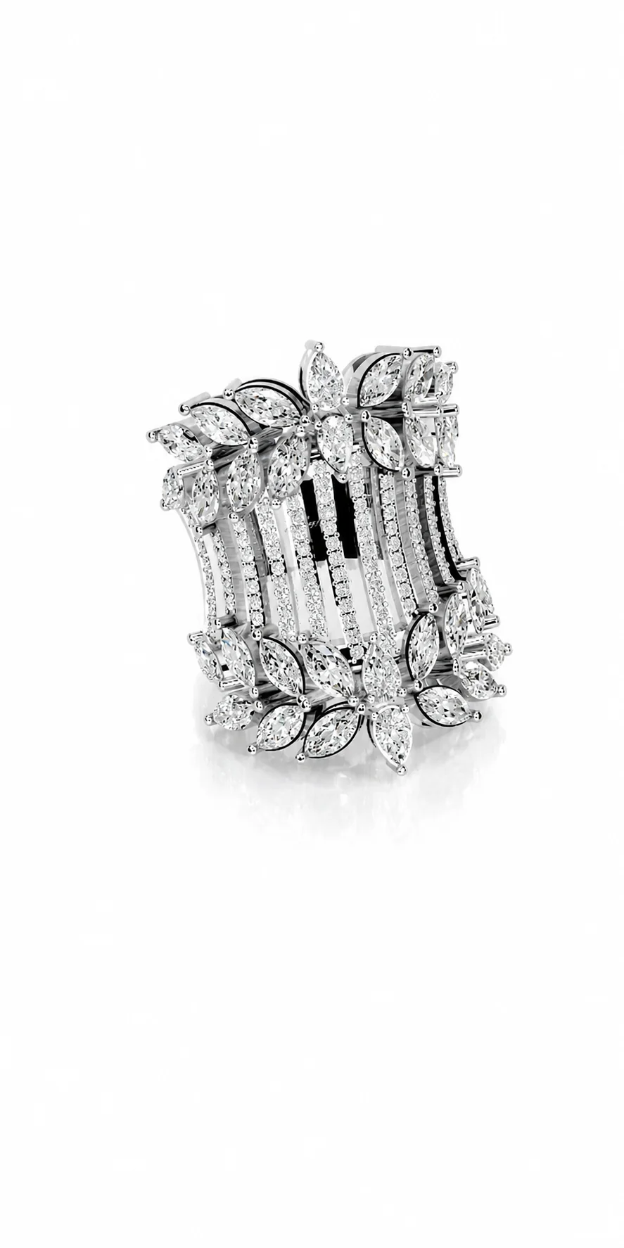 Alliance des Astres diamond ring — sculptural profile