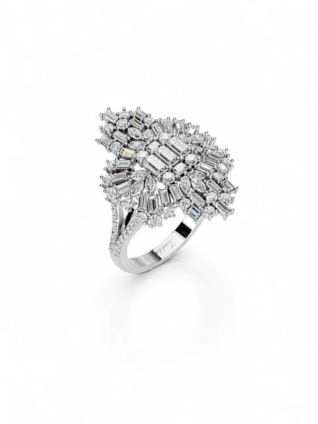 Éternité à Deux diamond ring — sculptural profile