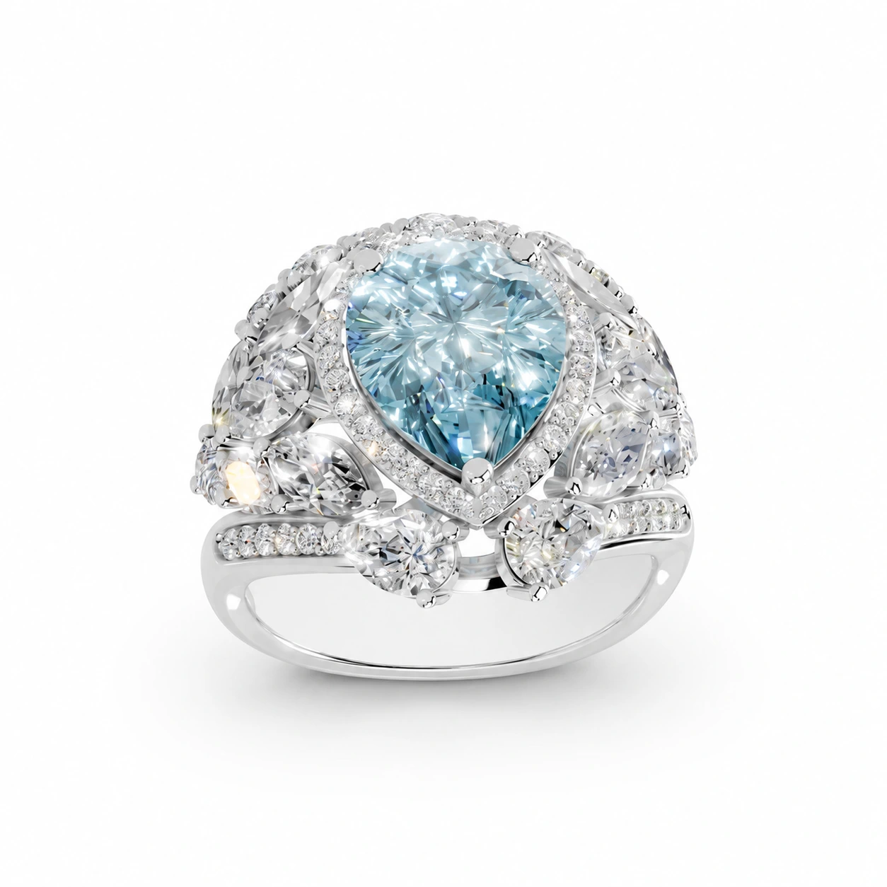 Blue pear-cut gemstone ring — main view