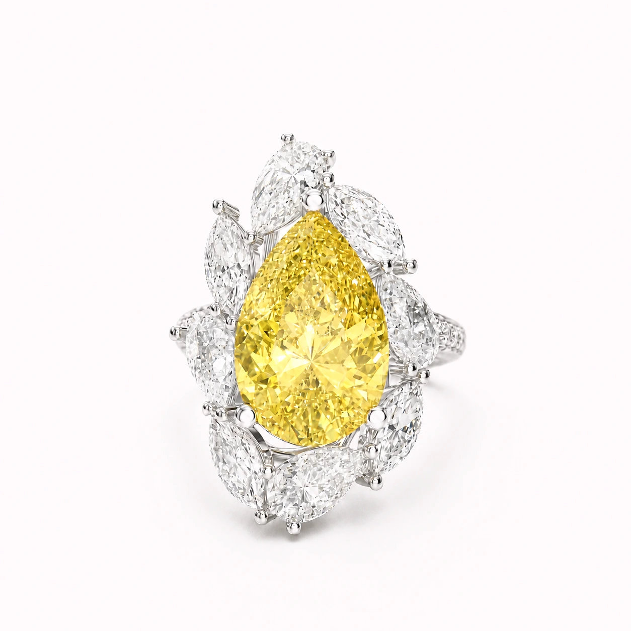 Yellow pear-cut gemstone ring with a marquise silhouette — main view