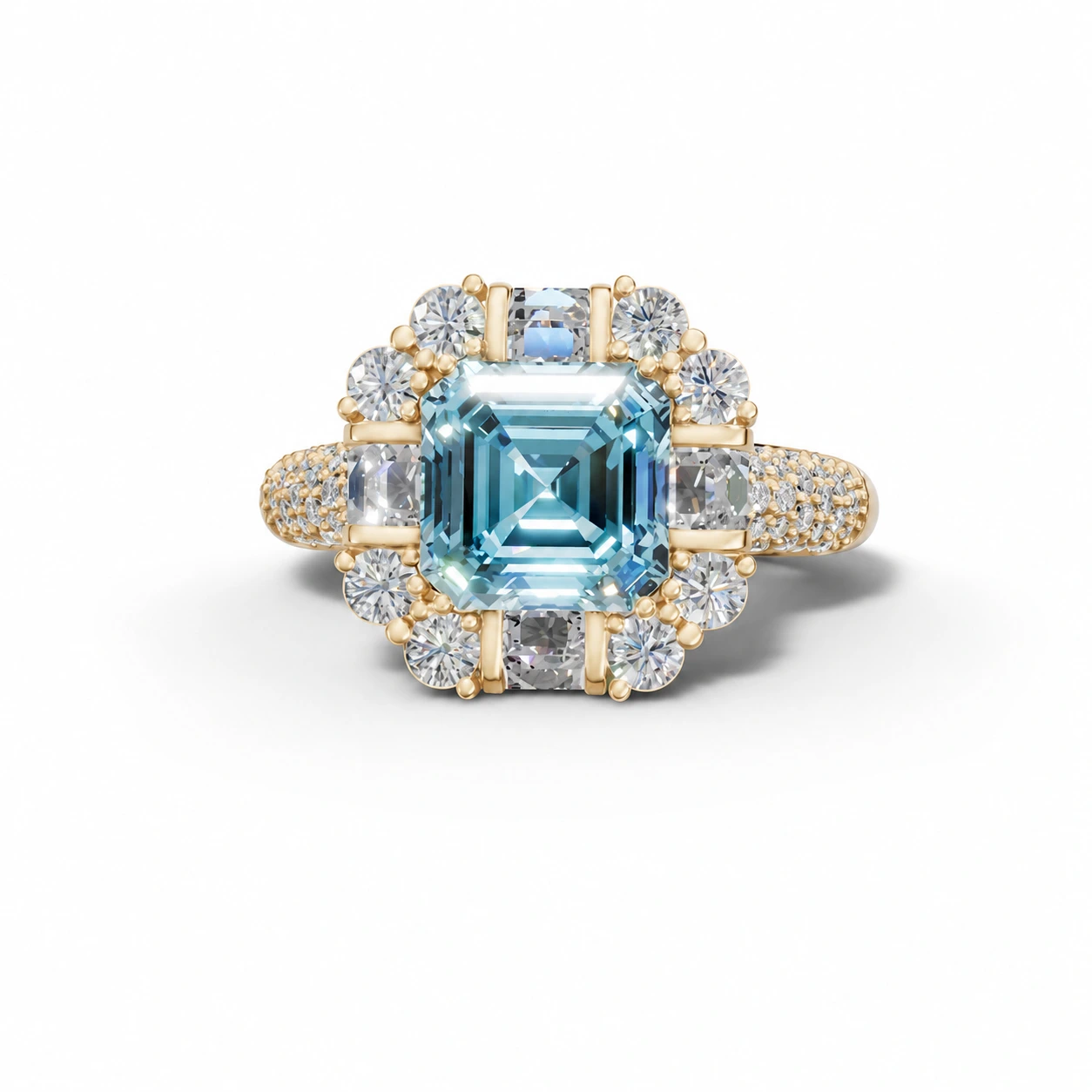 Paraiba tourmaline halo ring — main view