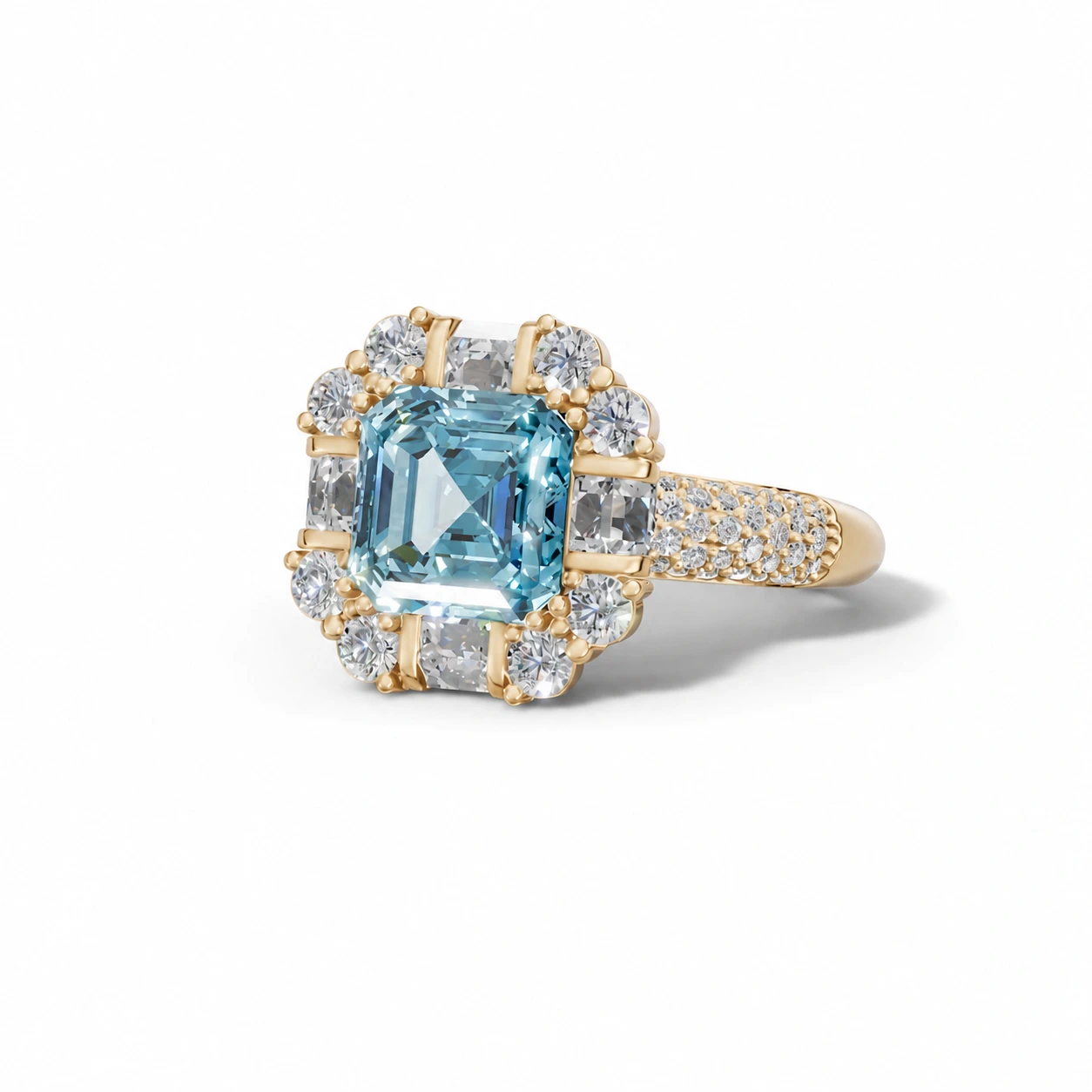 Paraiba tourmaline halo ring — setting detail